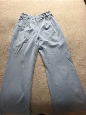 Favorite Daughter Pale Blue Wide-Leg Pleated Trousers